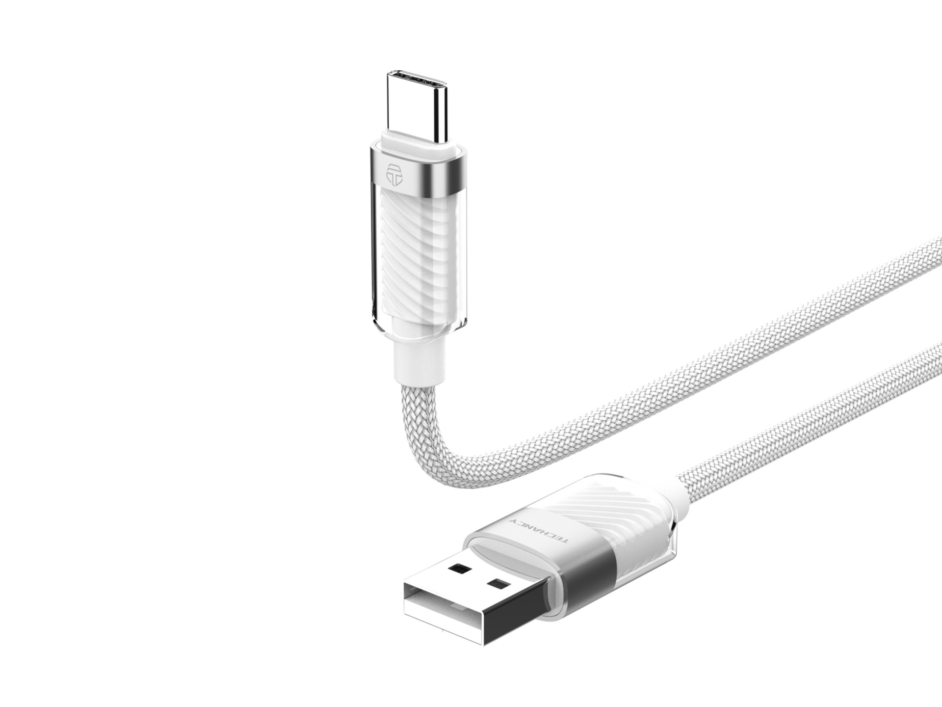 Techancy USB Type-C Data Cable 1m/3A White TV1780 for Fast Charging of Smartphones, Tablets and Lapt