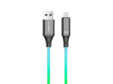 Cable de datos Techancy TB1781 de 1 m, USB-IP8/X/11-14, efecto de iluminación RGB, carga de 2,4