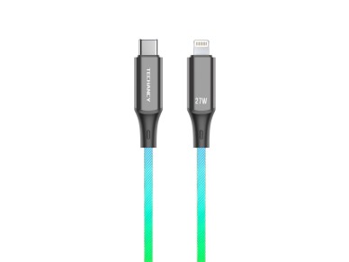 Cable de datos Techancy de 1 m TB1799, USB-C a IP11-14, efectos de iluminación RGB, carga r