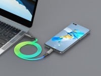 Techancy 1m Data Cable TB1799, Usb-C to Usb-C, Rgb Lighting Effects, 27w Fast Charging.