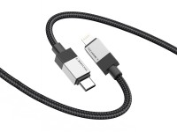 Techancy PD Data Cable TB1800, 27W, 1m Black, USB-C to Lightning, Aluminum Alloy Connector, Compatib Techancy PD Data Cable TB1800, 27W, 1m Black, USB-C to Lightning, Aluminum Alloy Connector, Compatib