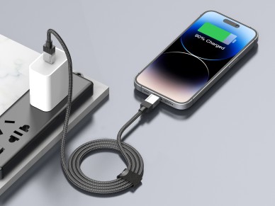 Techancy PD Data Cable TB1800, 27W, 1m Black, USB-C to Lightning, Aluminum Alloy Connector, Compatib
