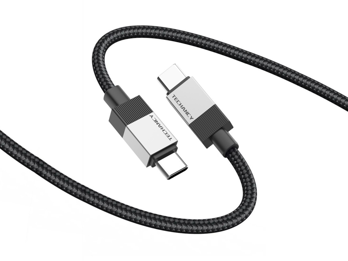 Techancy PD Data Cable TB1800, 60W, 1m Black, USB-C to USB-C, Aluminum Alloy Connector, Locked Desig