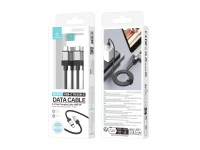 Techancy PD Data Cable TB1800, 60W, 1m Black, USB-C to USB-C, Aluminum Alloy Connector, Locked Desig