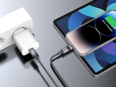 Cable USB-C a Lightning Techancy TB1801, 27 W, 1,5 m, negro, pantalla LED, conector de aluminio, cab