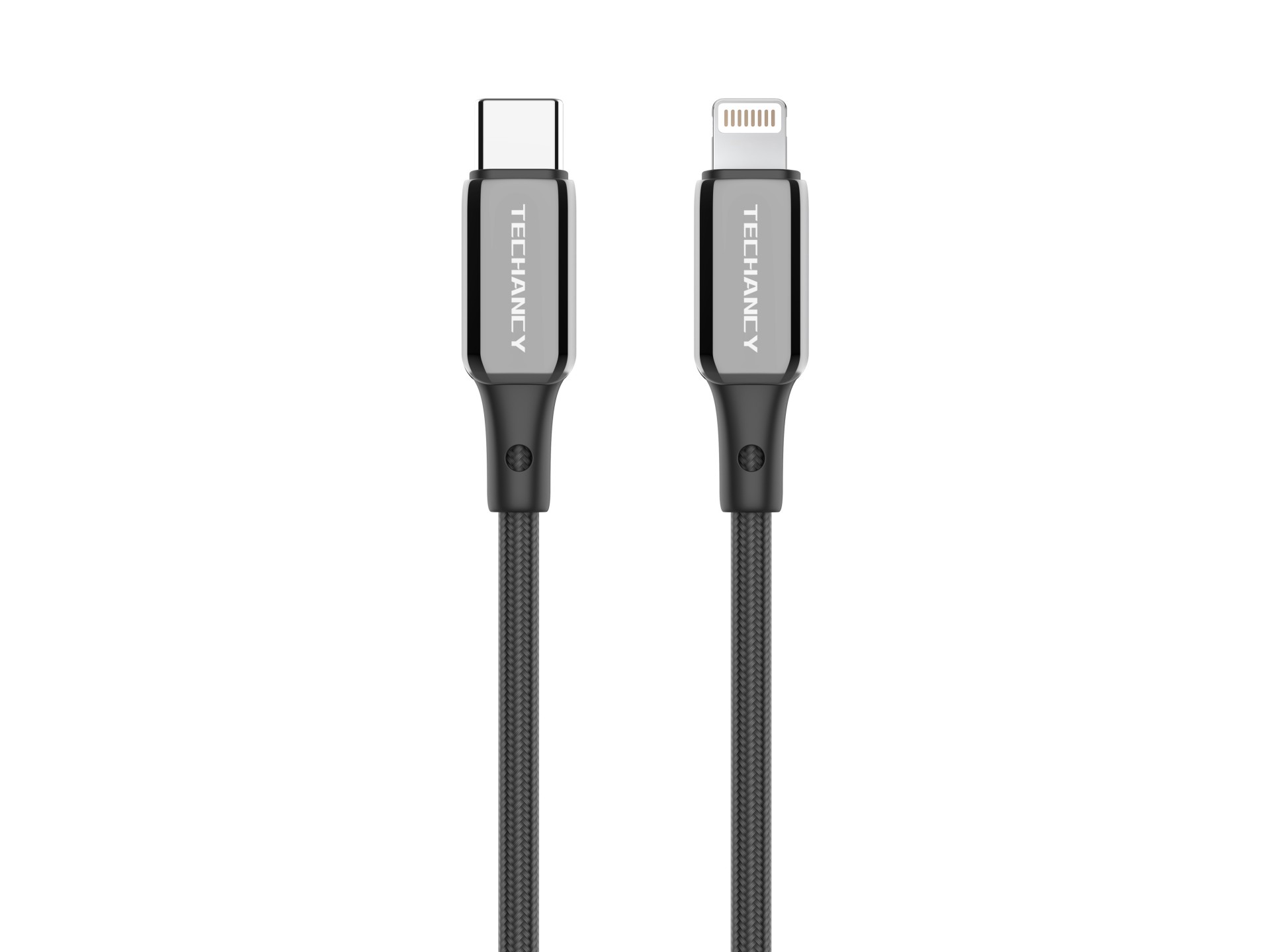 Techancy Cabo USB-C para Lightning TB1802, 27W, 1m Preto, Conector de AlumInio, Design Antiderrapant
