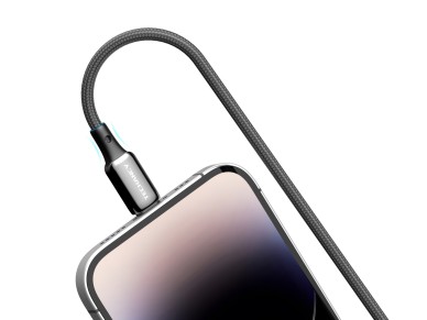 Techancy USB-C to Lightning Cable TB1802, 27W, 1m Black, Aluminum Connector, Non-Slip Design, Compat
