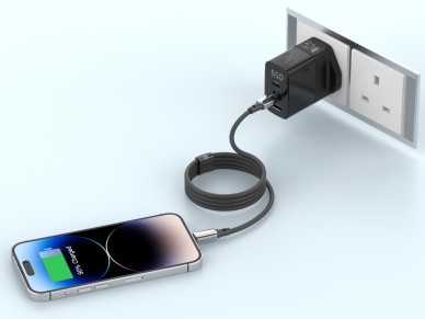 Techancy USB-C to Lightning Cable TB1802, 27W, 1m Black, Aluminum Connector, Non-Slip Design, Compat