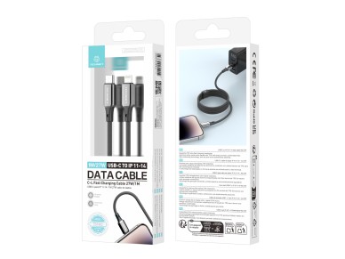 Techancy USB-C to Lightning Cable TB1802, 27W, 1m Black, Aluminum Connector, Non-Slip Design, Compat