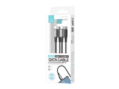 Cable USB-C a USB-C Techancy TB1802, 60 W, 1 m, negro, conector de aluminio, diseño antidesliza