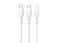 Techancy Cabo 3 em 1 TB1742, 2.4A, 1m Branco, USB-C/Micro/Lightning, CompatIvel com Dispositivos Div