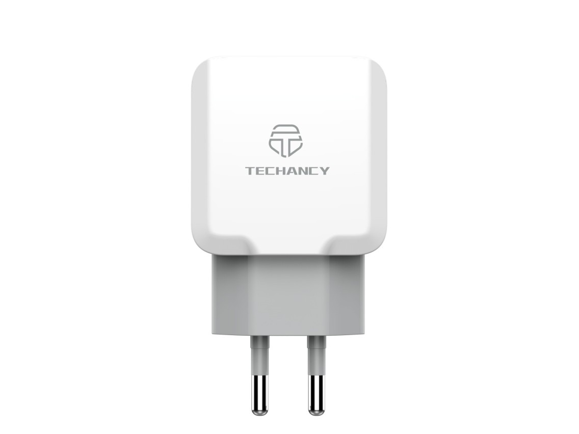 Techancy Wall Charger with Two USB Ports 2.4A White TA2754 for Fast Charging of Smartphones and Tabl
