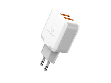 Techancy Wall Charger with Two USB Ports 2.4A White TA2754 for Fast Charging of Smartphones and Tabl Techancy Wall Charger with Two USB Ports 2.4A White TA2754 for Fast Charging of Smartphones and Tabl