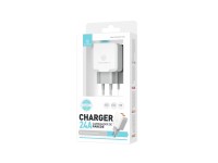 Techancy Wall Charger with Two USB Ports 2.4A White TA2754 for Fast Charging of Smartphones and Tabl
