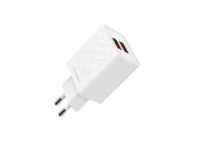 Techancy USB Charger 2.4A White TA2758, 2USB Output, Integrated Smart Chip, Multi-Device Simultaneou Techancy USB Charger 2.4A White TA2758, 2USB Output, Integrated Smart Chip, Multi-Device Simultaneou