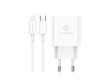 Techancy 18W PD Charger TA2785, USB-C to Lightning Cable Set, 3A Fast Charging, Compact and Portable