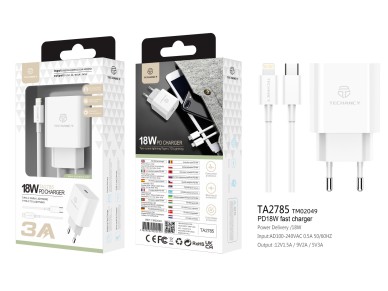Techancy 18W PD Charger TA2785, USB-C to Lightning Cable Set, 3A Fast Charging, Compact and Portable Techancy 18W PD Charger TA2785, USB-C to Lightning Cable Set, 3A Fast Charging, Compact and Portable