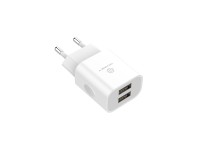 Techancy TA2772 White USB Wall Charger, 5V-2.4A 2USB Charging Compatible with Different Device Needs