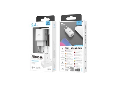 Techancy Carregador De Parede Usb Branco TA2772, Carregamento 5V-2.4A 2usb Compat�vel Com Diferentes