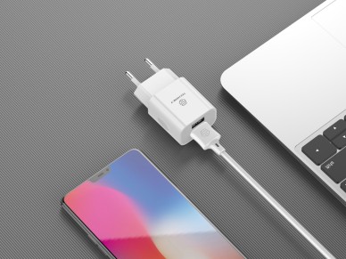 Techancy 2USB Wall Charger White TA2790, 5V-2.4A Charging, 1m Lightning Cable Set, Compatible with i Techancy 2USB Wall Charger White TA2790, 5V-2.4A Charging, 1m Lightning Cable Set, Compatible with i