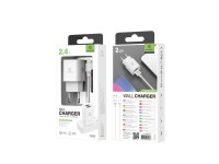 Cargador de pared Techancy 2USB blanco TA2790, carga de 5 V-2,4 A, cable Lightning de 1 m, compatibl Cargador de pared Techancy 2USB blanco TA2790, carga de 5 V-2,4 A, cable Lightning de 1 m, compatibl