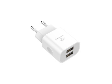Cargador de pared Techancy 2USB blanco TA2791, carga de 5 V-2,4 A, cable USB tipo C de 1 m, compatib