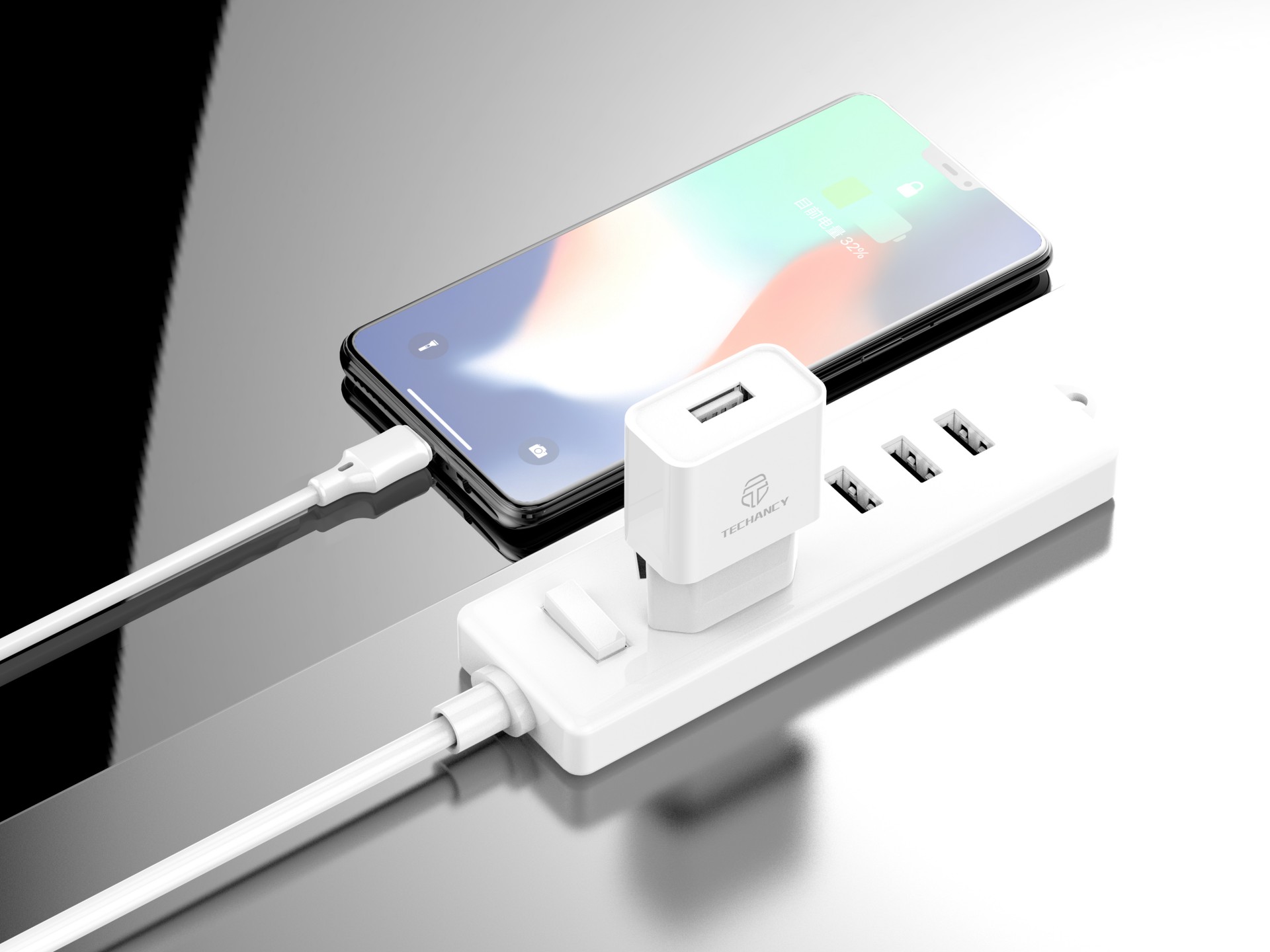 Techancy TA2776 White USB Mobile Phone Charger, 5V-1A Stable Charging Output, Compatible with Multip
