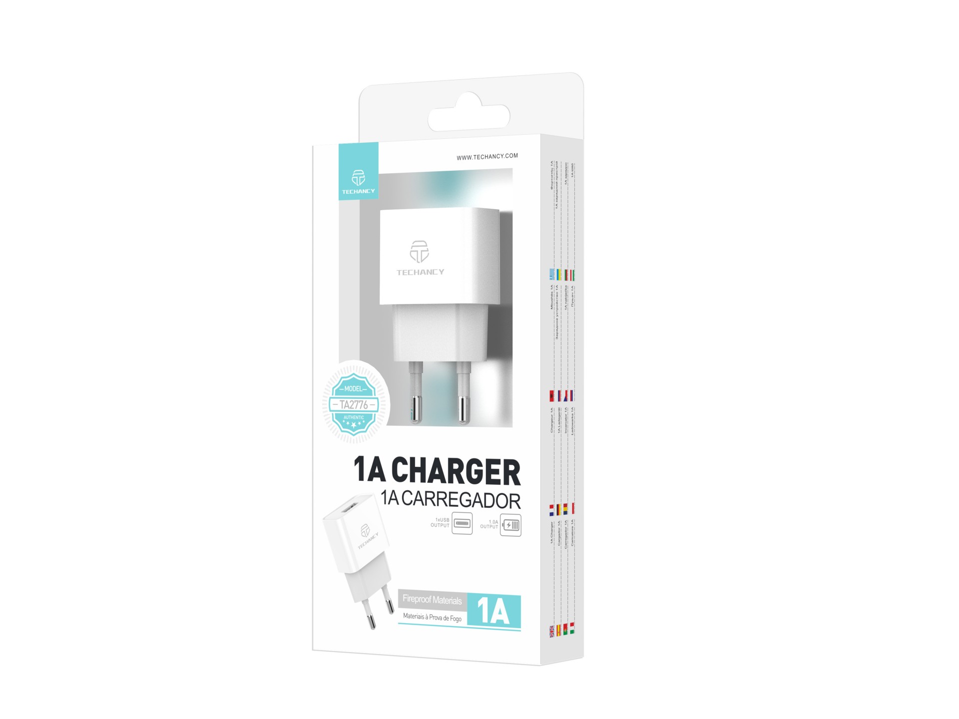 Techancy TA2776 White USB Mobile Phone Charger, 5V-1A Stable Charging Output, Compatible with Multip