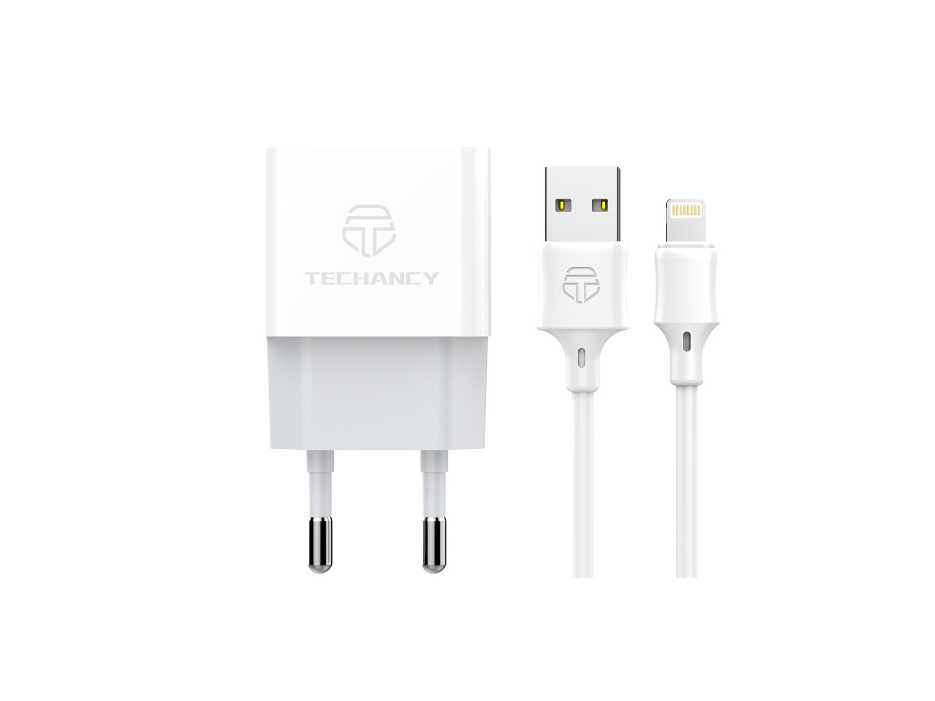 Techancy White TA2776 USB Mobile Phone Charger, Stable Charging 5V-1A With 1m USB-Lightning Cable Se