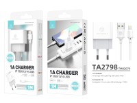 Techancy White TA2776 USB Mobile Phone Charger, Stable Charging 5V-1A With 1m USB-Lightning Cable Se Techancy White TA2776 USB Mobile Phone Charger, Stable Charging 5V-1A With 1m USB-Lightning Cable Se