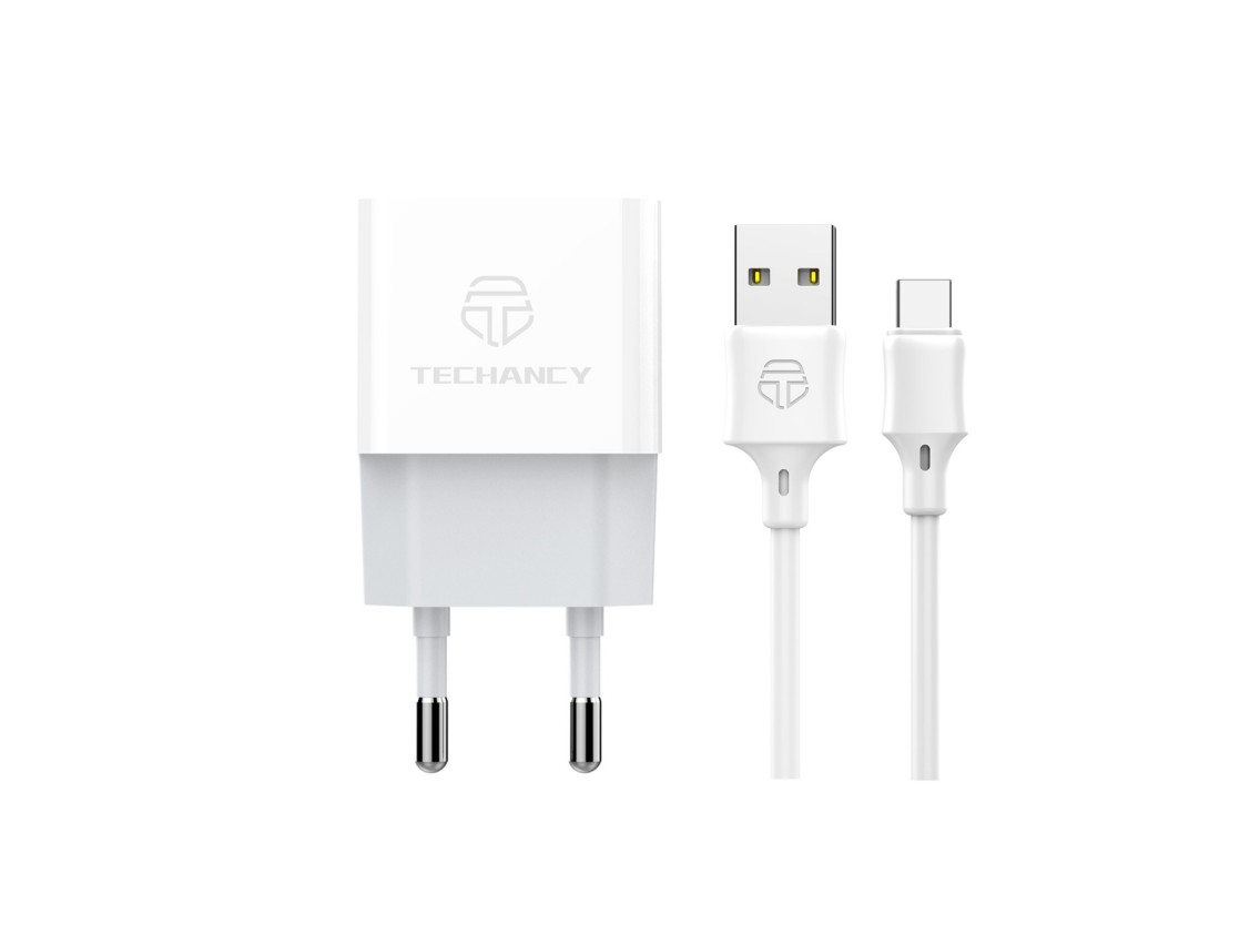 Techancy Carregador Usb Para Telem�vel Branco TA2776, Carregamento Est�vel 5v-1a Com Conjunto De Cab