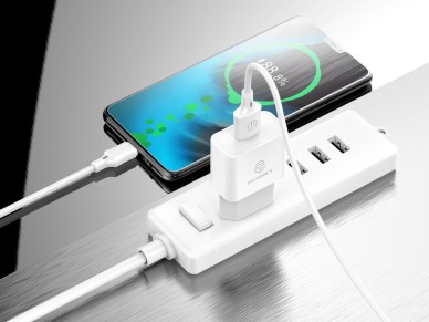 Cargador USB Techancy para móvil, blanco TA2776, carga estable de 5 V-1 A con cable USB tipo C 