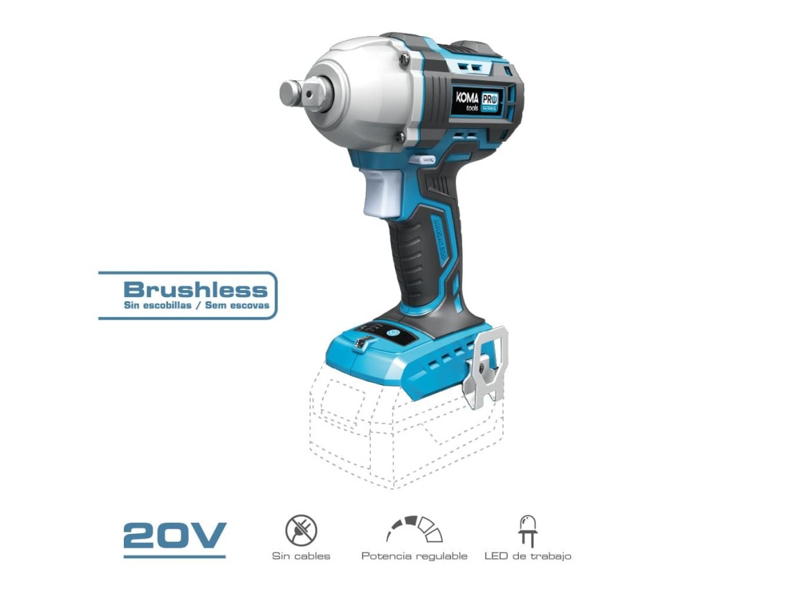 Llave de impacto 20 v brushless 450 nm (sin bater�a ni cargador)