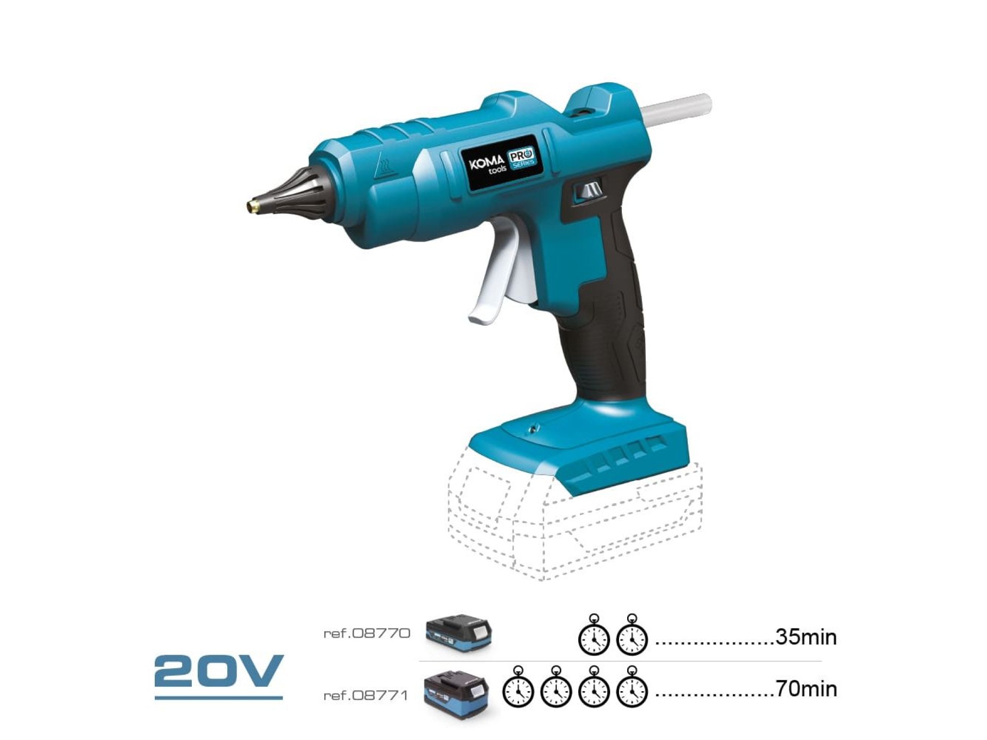 Pistola termofusible 20 v barra de silicona de ø11 mm
