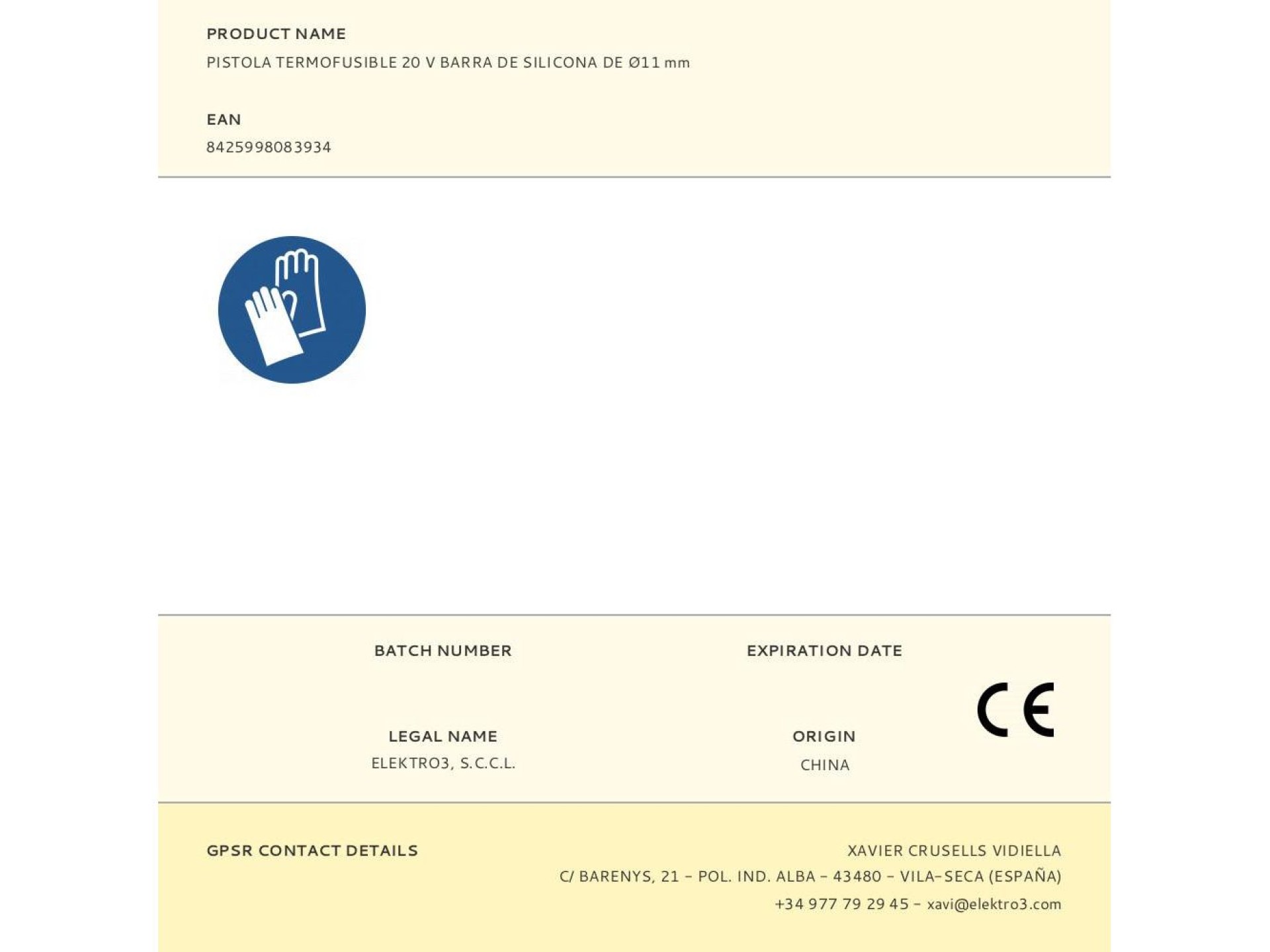 Pistola termofusible 20 v barra de silicona de ø11 mm