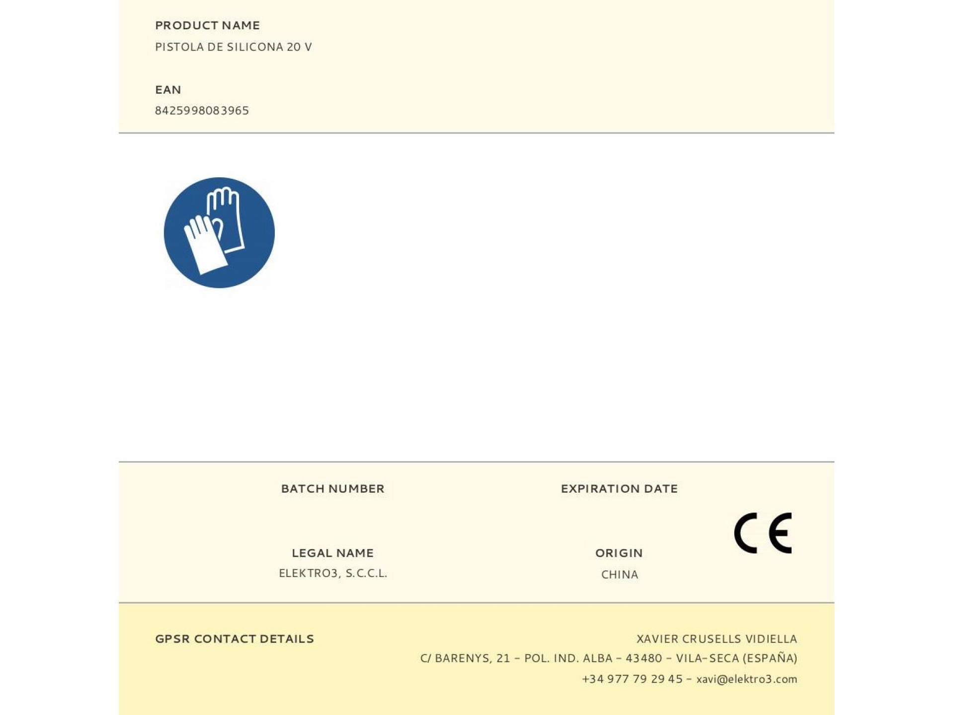 Pistola de silicona 20 v