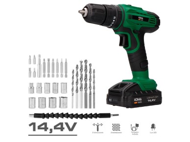 Kit berbequim percutor/aparafusadora 14,4v com bateria, carregador e 28 acess�rios