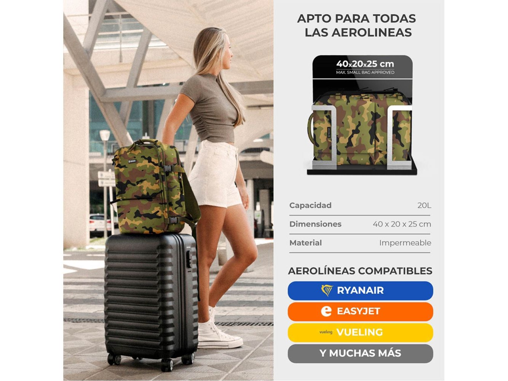 Mochila de 20 l explorer backpack b40 40 x 25 x 20 cm. estampado camuflaje