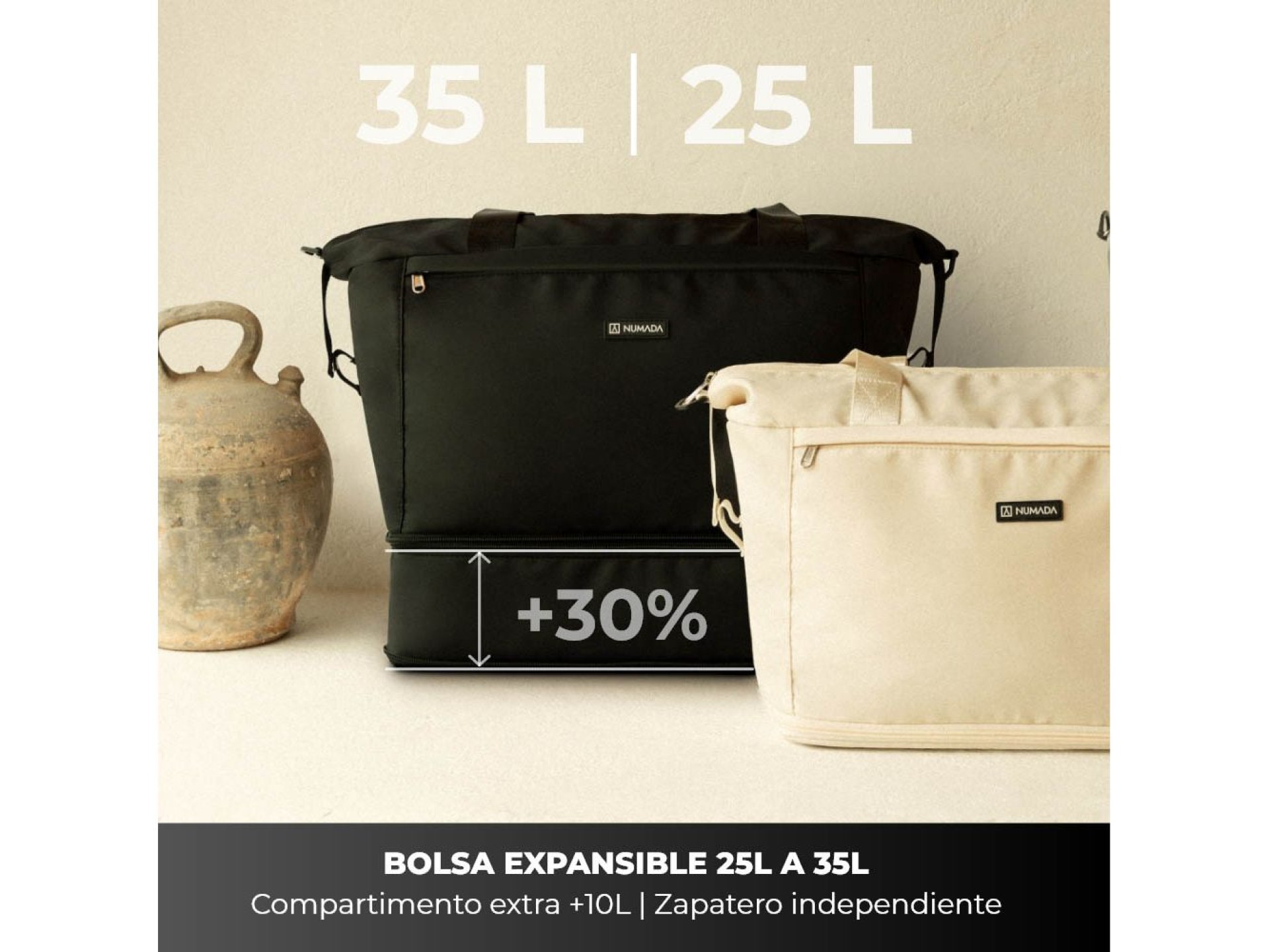 Bolsa de avion negra 25 - 35 l
