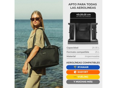 Black plane bag 25 - 35 l