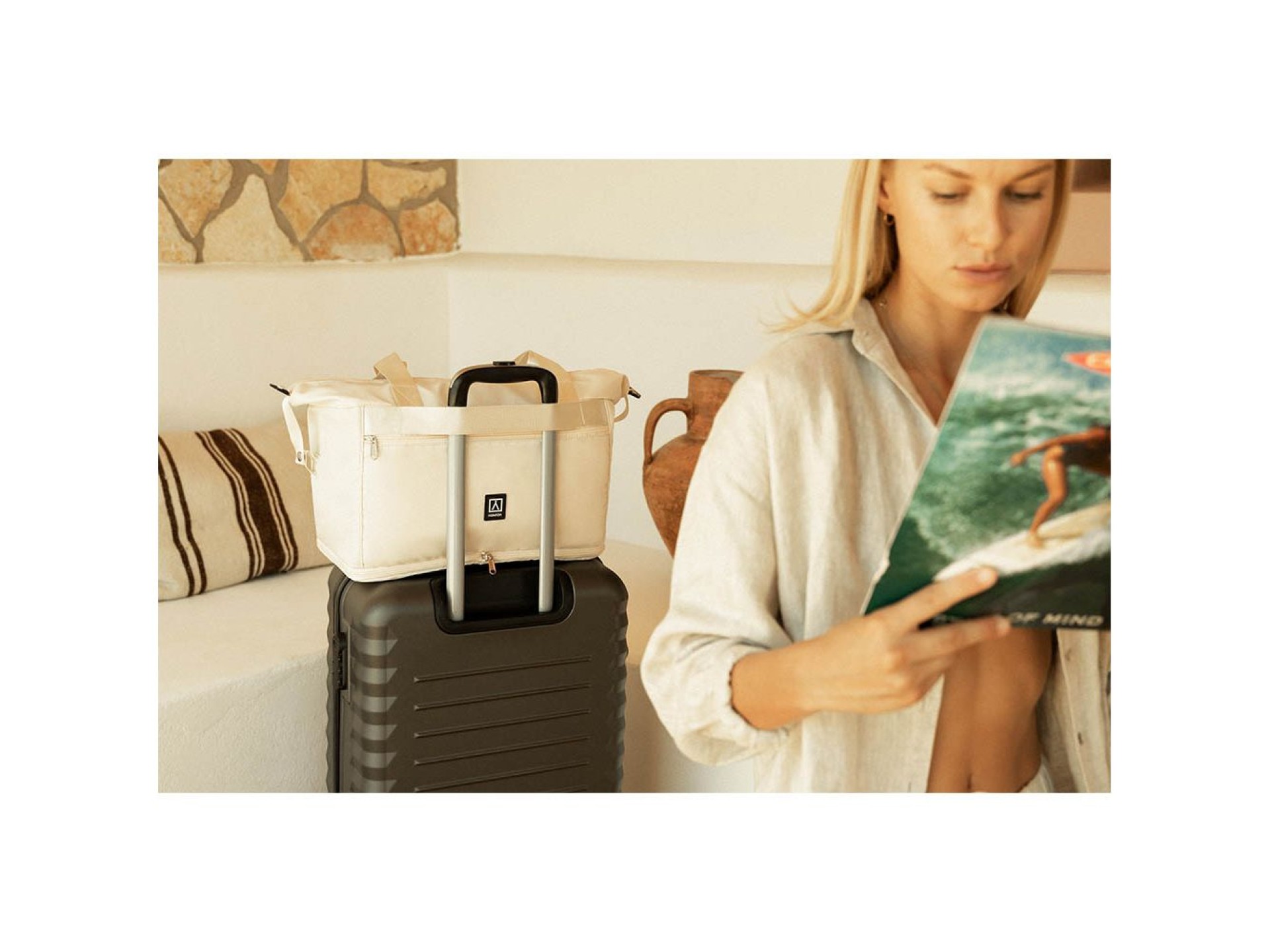 Bolsa de avion beige 25 - 35 l