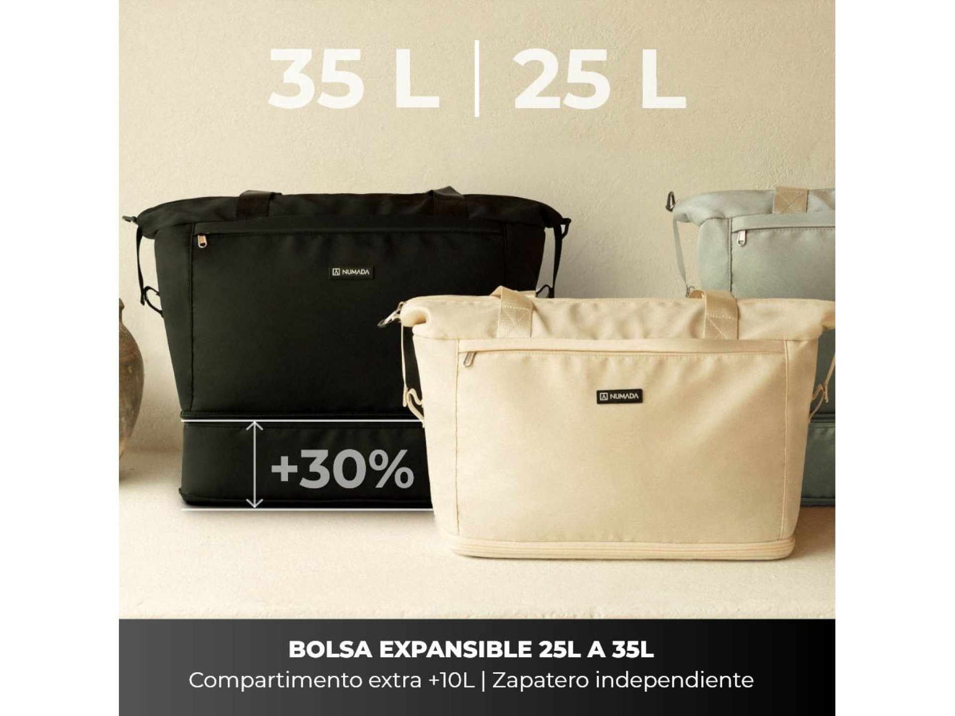 Bolsa de avion beige 25 - 35 l