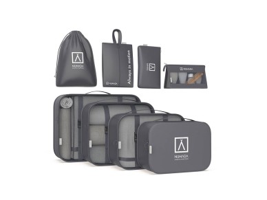 Organizador de malas cinza escuro. 8 pe�as