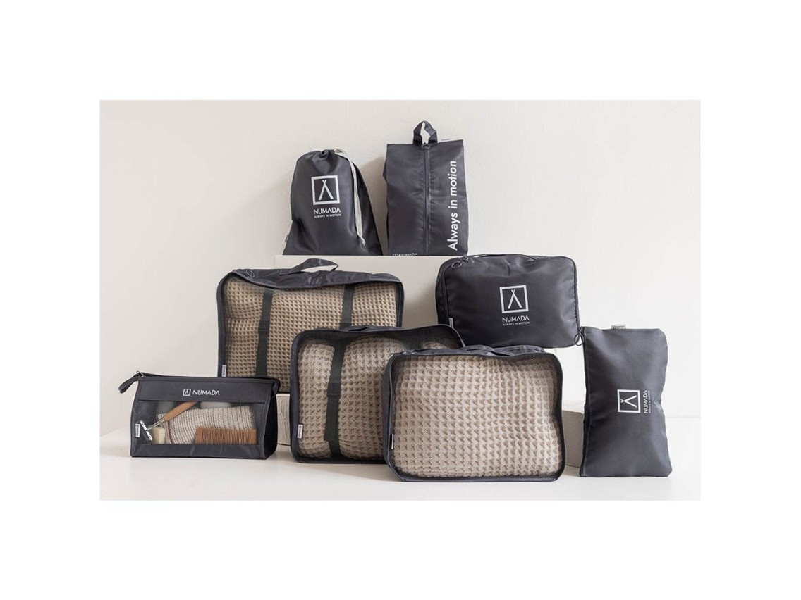 Dark grey suitcase organizer. 8 pieces