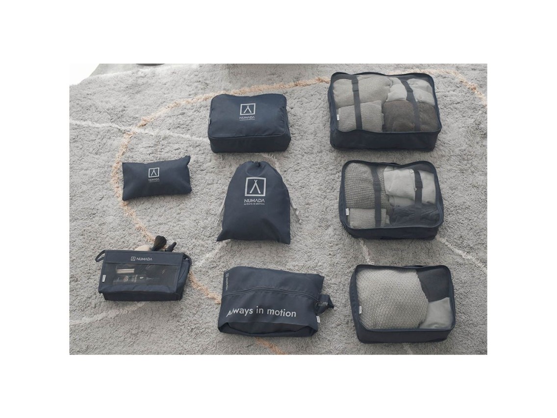 Dark grey suitcase organizer. 8 pieces