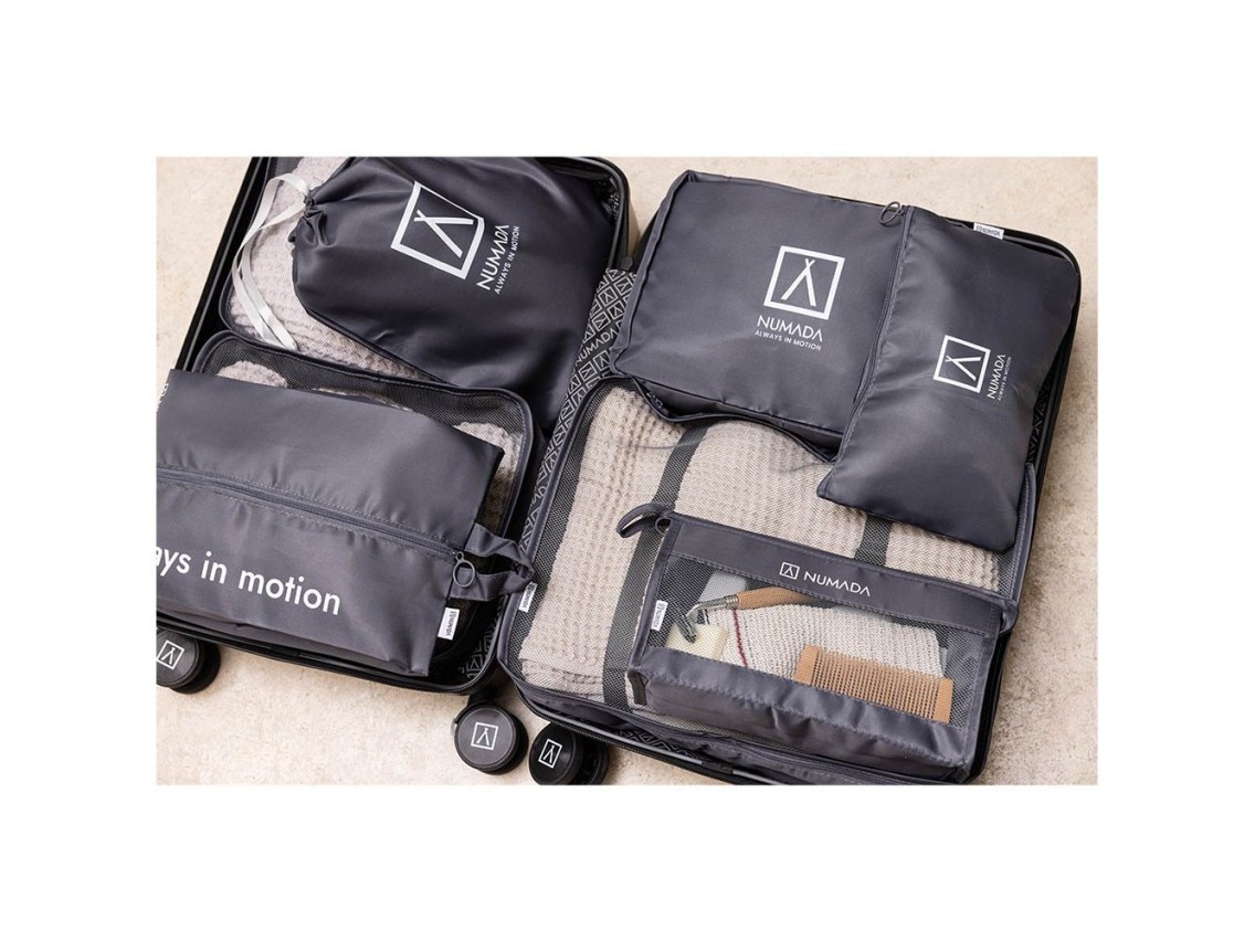 Dark grey suitcase organizer. 8 pieces