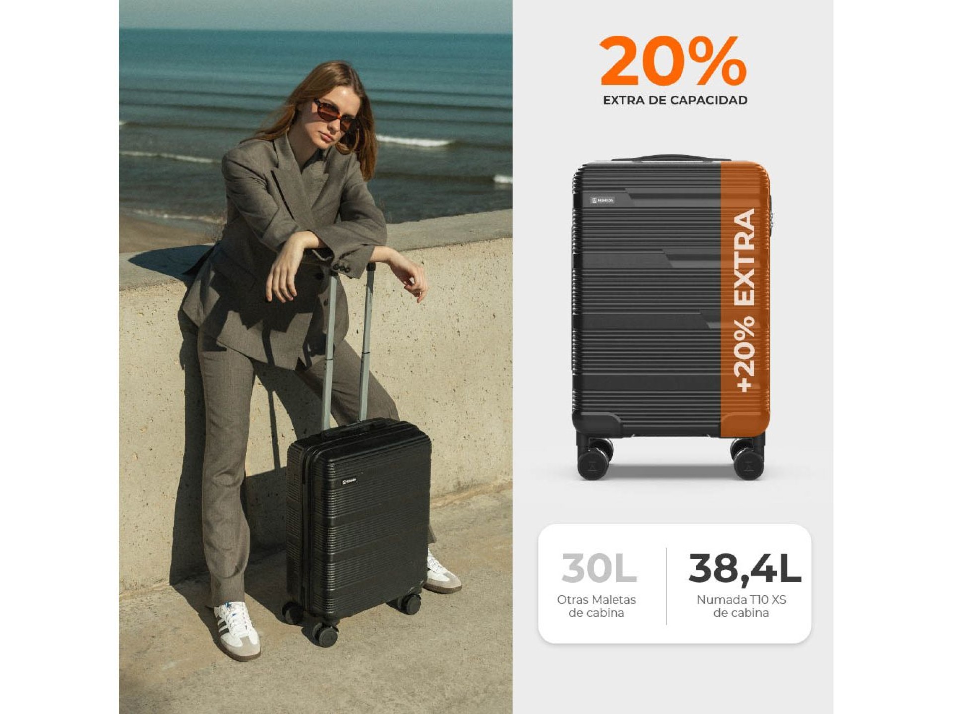 Set de maletas 3 piezas negro, 12", 20" y 24"