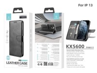 Capa flip em couro para telemóvel com 3 ranhuras para cartões, KX5600, função suporte e proteção con Capa flip em couro para telemóvel com 3 ranhuras para cartões, KX5600, função suporte e proteção con