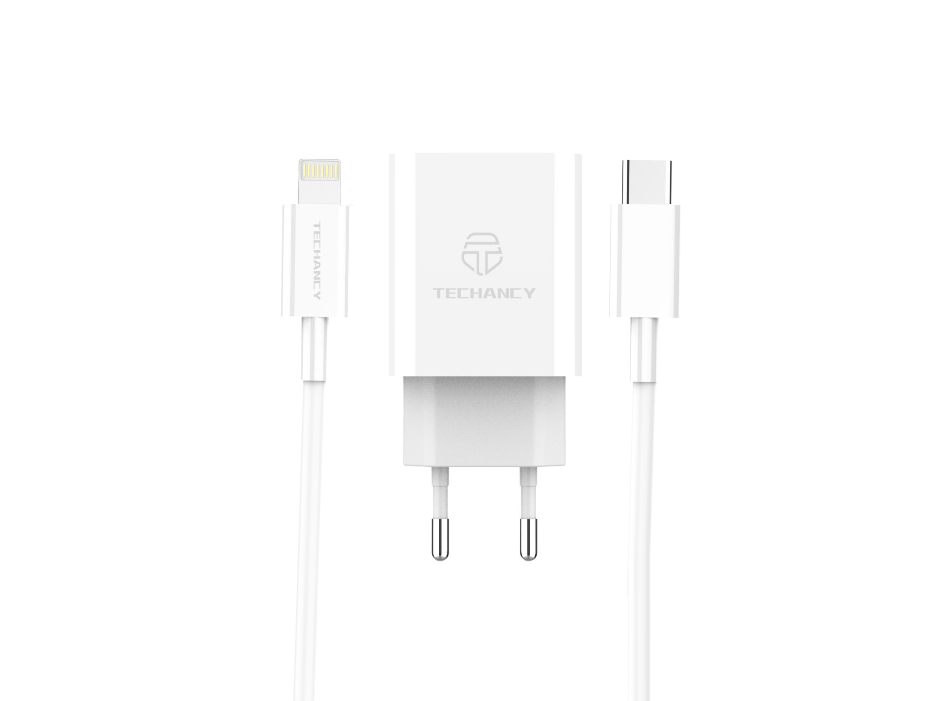 Techancy Carregador De Parede Pd Branco TA2807, Carregamento Rápido 3.4A Pd20w, Conjunto De Cabos Ti