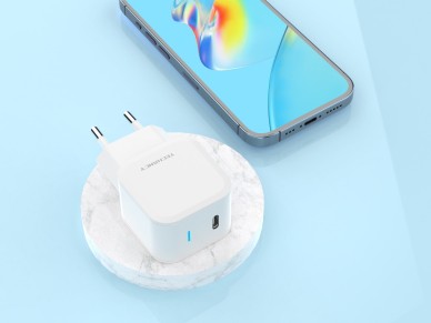 Cargador USB C PD Techancy de 25 W, blanco TA2812, PD3.0 + PPS, compatible con iPhone/Android, carga